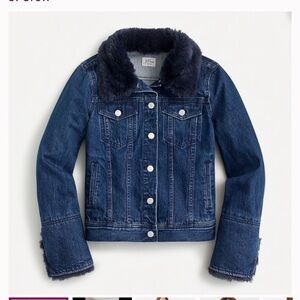 J Crew Denim Jacket with Faux Fur - Size Small
